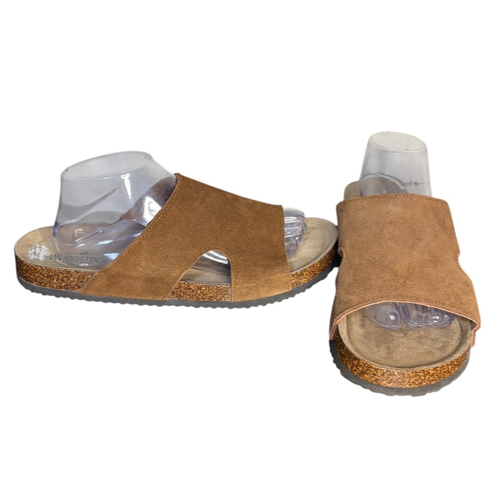 Woodstock Tan Leather Bert Slide Sandals Cork Midsole Men's Size 9M
